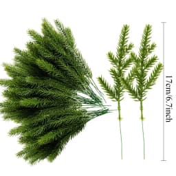 20Pcs Christmas Artificial Pine Needles Branches Green Fake Pine Stems DIY Garland Home Party Decoration Xmas New Year Gifts