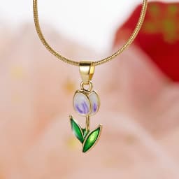Creative Rotatable Pink Flower Necklace For Women Titanium Steel Rotatable Spinner Clavicle Choker Anti Stress Anxiety Jewelry