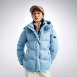 BOSIDENG Women Hooded Short Goose Down Coat 90% Goose Down 700+ Loft Shiny Fabric Adjustable Waist Puff Winter Outerwear