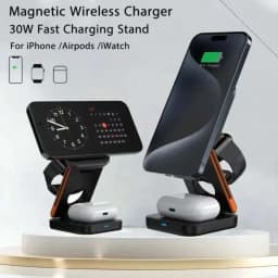 3 In 1 Foldable Magnetic Wireless Charger Stand Fast Charging Station for iPhone 17 16 15 14 13 iWatch 10-2 Airpods Pro Max