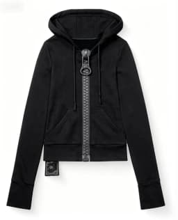 New Y2K American-Style Women's Solid Color Large Zipper Loose Cropped Color-Block Hoodie Fashionable Street Harajuku Style