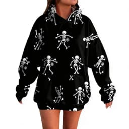 Women's Pullover Sweater Round Neck Lightweight Fleece Lined Top With Interesting Print Halloween Themed Top Zip up Hoodie Women