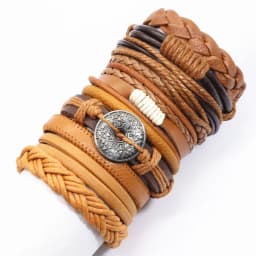 Black Handmade 10 Pcs/set Design Men Bracelets Male Women Leather Bracelets Men Bangle Wholesale Jewelry