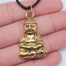 17 Styles Buddha Statue Pendant Necklace Black Leather Cord Chain Necklace Factory Price Handmade Jewelry