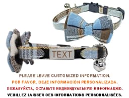 Personalized Cat Collar Name ID Bowknot Safety Breakaway Bow Tie Buckle Plaid Chihuahua Necklace Elastic Adjustable Dog Collar