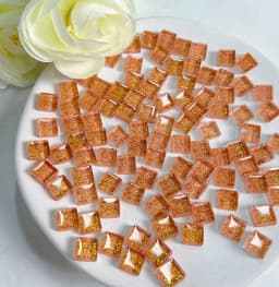 Mosaic Tiles for Crafts Blue Shine Assorted Color 50pcs Glass Glitter Mosaic Supplies Pieces Bulk Square Shape Home Decoration
