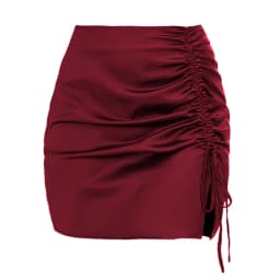 Elegant Stylish Solid Color Ruffle Bodycon Skirt Sexy High Waist Zip Satin Midi Skirt Women Sexy Bodycon Mini Short Skirt