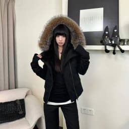 American Style Retro Hooded Jacket Winter Gothic Harajuku Fashion Black Coat Casual Outerwear Y2k Fur Collar Parkas Woman Chic