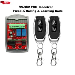 Universal 2 Channel 12V-24V Garage Door Receiver 433MHz Switch Transmitter Command Gate Door Opener 433.92MHz Fixed Rolling Code