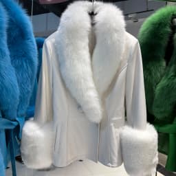YOLOAgain Real Fox Fur Collar Genuine Leather Jacket Women