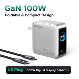 UGREEN 100W GaN Charger With Smart Display EU/UK/US Foldable Plug QC4.0 AVS For Macbook Pro Laptop iPhone 18 17 Pro iPad Samsung