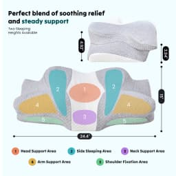 MCQ Ergonomic Side Sleeper Pillow Memory Foam With Cooling Breathable Cover Ergonomic Cervical Pillow Comfort for Contour Support for Bed Sleeping Removable Washable Cover Design For Home Bedroom