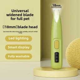 Waterproof Pet Paw Trimmer with LED Light & Display, 18mm Wide Blade Dog Grooming Clipper