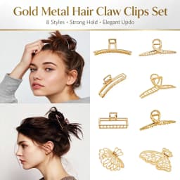 Multi Style Gold Metal Hair Claw Clips Hollow Geometric Butterfly Jaw Clips Strong Hold Non Slip Hair Crab Clamp for Women Thick