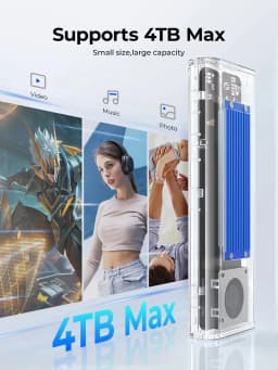 ORICO 40Gbps M.2 NVMe SSD Enclosure with Built-in Cooling Fan, Tool-Free External Hard Drive Enclosure for Thunderbolt 3/4 USB4