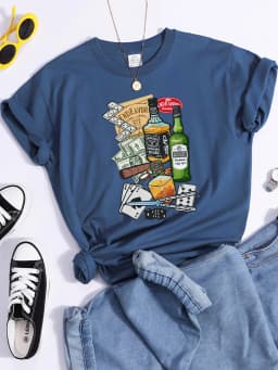Beer Card Cigarettes Printed Tshirts Female Summer Breathable T-Shirts Casual Quality Tops Soft Comfortable Cool T-Shirt Women'S