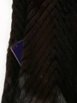 Nerazzurri Winter Extra Long Thick Warm Luxury Elegant Striped Fluffy Faux Mink Fur Coat Women Stand Collar Maxi Overcoat 2022