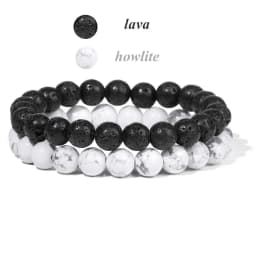 2Pcs Colorful Natural Stone Bead Bracelet Set 8MM Natural Agates Turquois Amethysts Quartzs Gem Stretch Bangle Jewelry Gift
