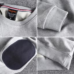 Spring New American Retro Sleeve Patch Solid Color Sweatshirt Men's Simple 100% Cotton Washed Pullover Loose Casual Sportwear