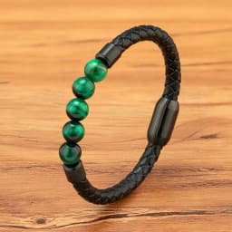 TYO High Quality Natural Stone Tiger Eye Beaded Bracelets Woven Leather Bangles Men Classic Fashion Magnet Clasp Jewelry Gifts