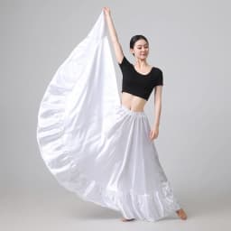 Women's Long Flared Circle Skirt -Satin Flared Full Skirt Boho Vintage A-line Maxi Skirt for Dancing, Party, Daily Wear Skirts