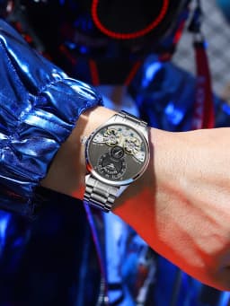 Flying Tourbillon Full Skeleton Design Sapphire Glass & Fine Steel Strap - Waterproof, Luminous Business Watch Customize Logo