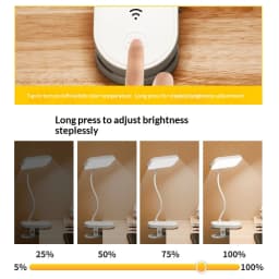 USB Rechargeable Clip-on LED Desk Lamp, Eye-Caring Reading Light for Students, Dorm Bedroom Desk Study Office Portable Lamp