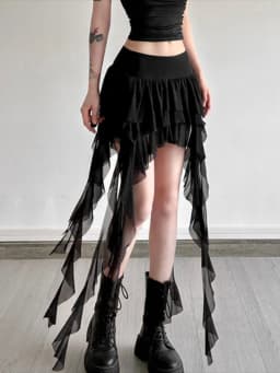 Aoaiiys White Skirts Women Irregular Ruffled Lace Mini Skirt Fashion French High Waisted A-Line Skirts Summer New Female Skirts