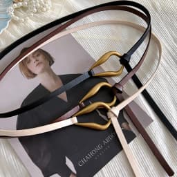 New Non-hole Woman Thin Belt PU Leather Metal Buckle Wrist Strap For Female Dress Shirt Decor Belts Fashion Adjustable Waistband