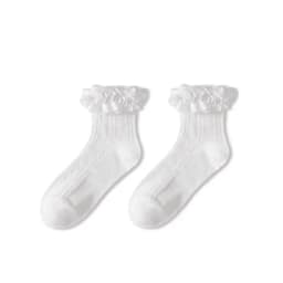 Mid-tube Solid Lace Bow Ruffle Socks Kawaii Lolita Short Socks Cotton Socks JK Japanese Lacework Stockings Women's Stockings