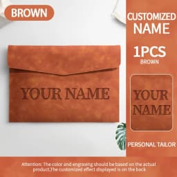 Personalized PU Leather A4 File Folder Custom Name Magnetic Closure File Bag Waterproof Document Laptop Bag for Office School