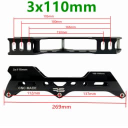 Free shipping speed skate frame 3x110 mm 3-wheel frame CNC made R5 frame