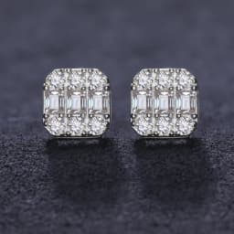 Round Moissanite Diamond Ear Studs Earring Pass Diamond Test Moissanite Stud Earrings For Women Man Sterling Silver Jewelry Gift