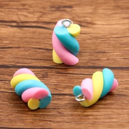 10Pcs 10X20MM 6 Color Colored Cotton Candy Earring Charms Diy Findings Kawaii 3D Keychain Bracelets Pendant For Jewelry Making