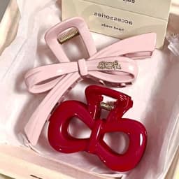 2Pcs/set Vintage Blue Polka Dot Red Bow Hair Clip Shark Claw Clamp Hairpin Barrette Korean Hair Headwear Accessory For Women