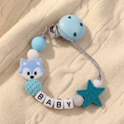 Personalized Fox Pacifier Clip BPA Free Food Grade Silicone Star Teether Holder Custom Name Handmade Dummy Chain Baby Gift