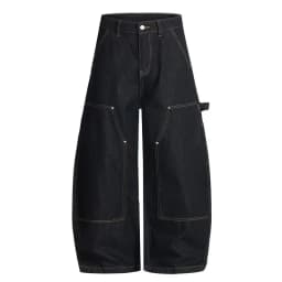 IEFB American Style Men's Casual Trousers Solid Color Patchwork Casual Washing Bottom Wide Leg Straight Male Pants Vintage 9X684