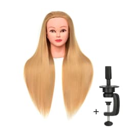 Synthetic Long Hair Training Head For Braid Hairdressing With Clamp Wig Stand Doll Head For Hairstyles Mannequin Head