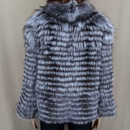 Lady Striped Real Silver Fox Fur Coat Short Jacket Spring Autumn Luxury Elegant Big Size Clothes Luxurious With Fur Collar 2107