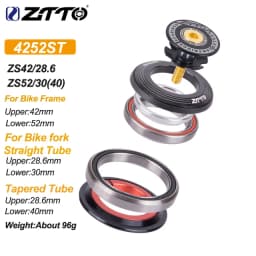 ZTTO MTB Road Bike CNC Headset 1 1/8"-1 1/2" Sealed Bearing 1.5 Tapered 28.6 Straight Tube Bike Fork Internal Steering Bearing