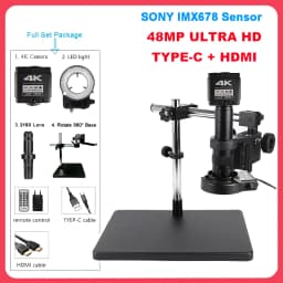 Yizhan 4K HD Electronic Digital Microscope For Soldering HDMI/ USB/ VGA/ Microscope Camera 150X Lens Big Vision Articulated Arm