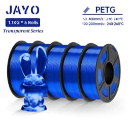JAYO 5Rolls PETG Filament 1.75MM 1.1KG/Roll 3D Printer Filament PETG High Toughness for FDM 3D Printing Material