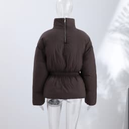 Fashion Glossy Padded Jackets Women's Drawstring Zipper Stand Collar Thicken Coats 2026 New Ladies Winter Solid Color Outwear