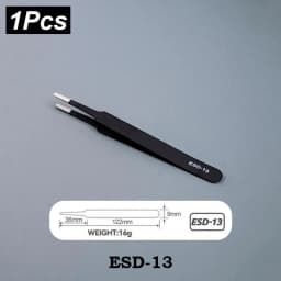 ESD Stainless Steel Tweezers 6Pcs Set Precision Maintenance Industrial Repair Curved Tool Home Working Model Making Hand Tool