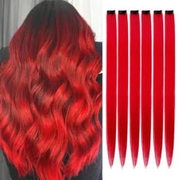 Clip in Hair Extensions 6pcs/pack Colored Party Highlights 22 Inches Multi-colors Straight Hair Synthetic Hairpieces Purple Pink