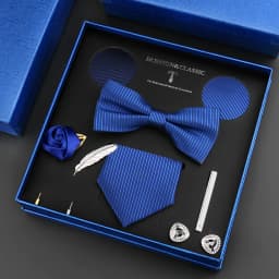 Luxury Neck Tie Set For Men Classic Brand Necktie Bowtie Hanky Cufflinks Floral Brooches Tie Clip Set Wedding Business Box Gift