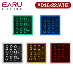 EARU 22MM AC 20-500V 0-100A LED Digital Voltmeter Ammeter Hertz Meter Signal Lights 220V Voltage Current Meter Volt Amp Tester