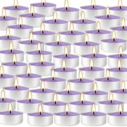 100 Lavender Scented Aluminum Shell Tea Wax, Purple Tea Wax Burns with Lavender Fragrance, Suitable for Family Parties
