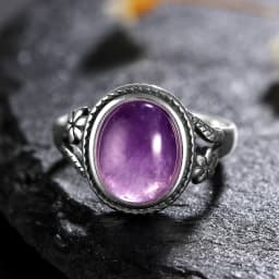 925 Silver Rings Natural Amethyst Gemstone Rings for Women Wedding Bands Anniversary Gift Fine Jewelry