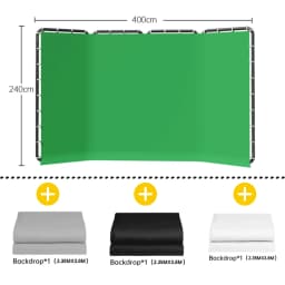 SH White Green Screen 2.4X4M Collapsible Chroma Key Backdrop Fabric Ultra-Quick Setup Birthday PartyBackground Photo Studio
